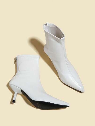 Botines blancos elásticos de tacón
