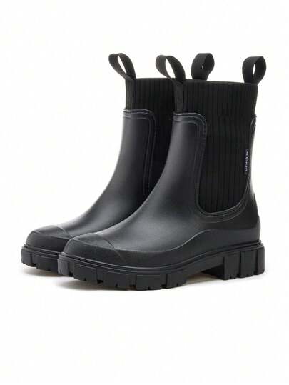 Botas de lluvia negras antideslizantes