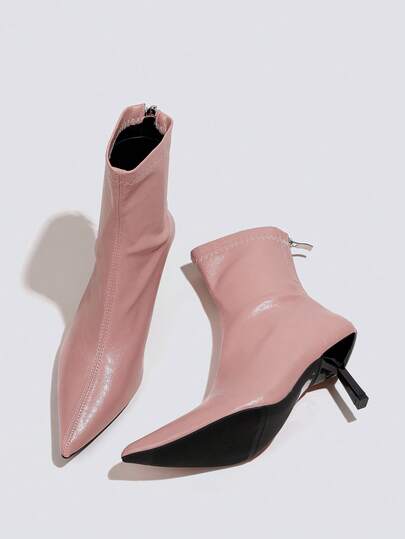 Botines rosas elásticos de punta fina