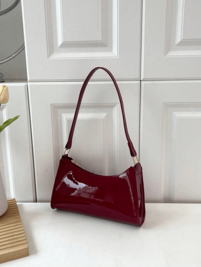 Bolso de hombro con patrón geométrico de unicolor y cremallera — estilo ZARA, precio SHEIN