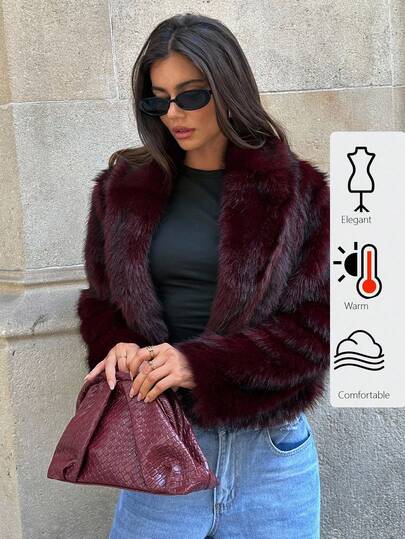 Aloruh Abrigo de mujer color burdeos para invierno — estilo ZARA, precio SHEIN